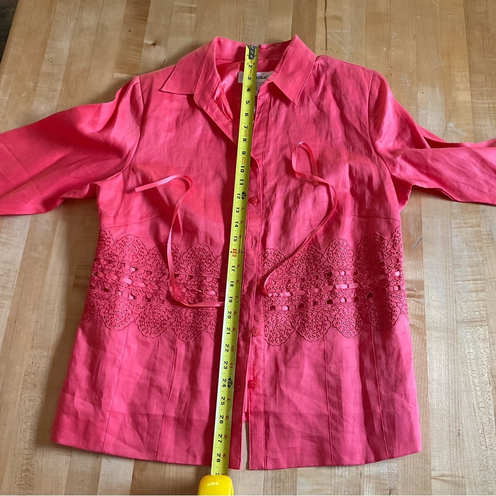 Lino USA Linen Skirt Set NWT Coral Embroidered Resort Set Coastal Midi 2-piece - Picture 14 of 16